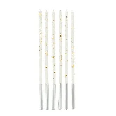 Vela Palito Gigante Branca c/ Dourado