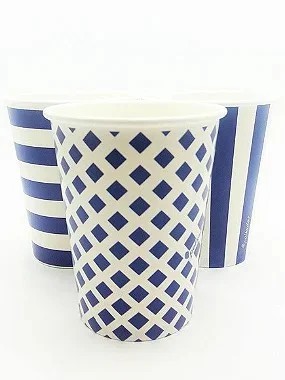 Copo de Papel Azul Marinho Estampado 8 Un.