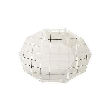 Prato de Papel Grid Prata 10 Un.