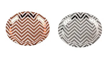 Prato de Papel Chevron Laminado 10 Un.