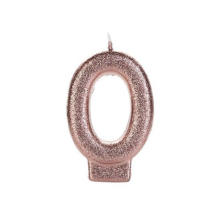 Vela Número Rose Gold Glitter