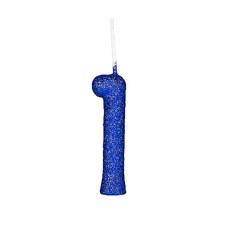 Vela Número Azul Glitter