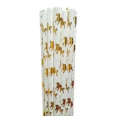 Canudos de Papel Unicórnio Metalizado - 20 Un.