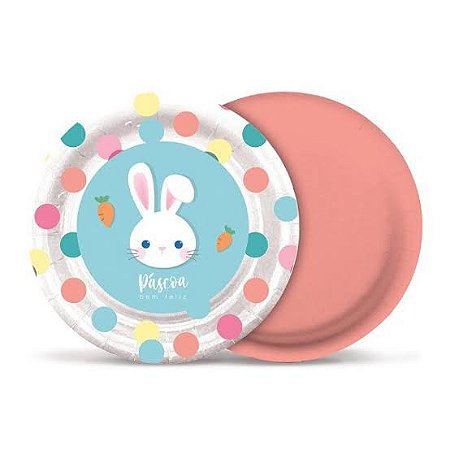 Prato de Papel Poá Coelhinho da Páscoa 8un