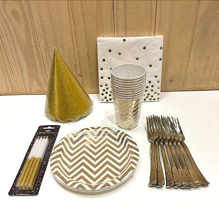 Kit Festa Dourado 6 itens