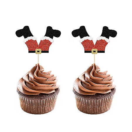 Topper Papai Noel Glitter 6 pçs