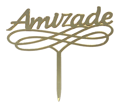 Topo de Bolo Amizade Dourado