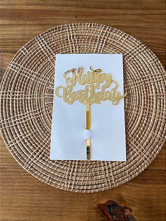Topo de Bolo Happy Birthday Lettering