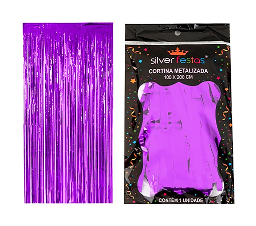 Cortina de Franjas Roxa Metalizada 2m
