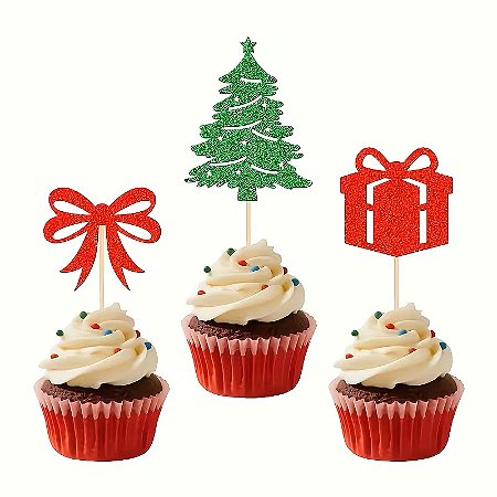 Topper Natal Glitter 8 pçs