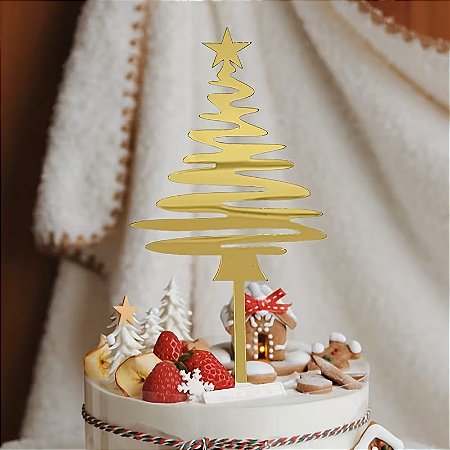 Topo Decorativo Dourado Árvore de Natal