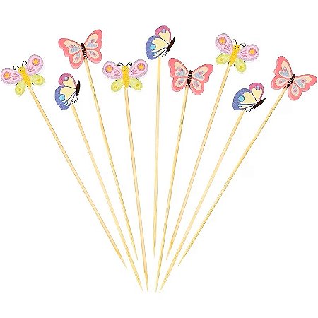 Palito de Bambu para Petiscos Borboleta 20un