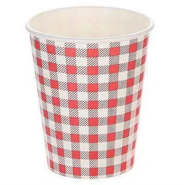 Copo de Papel Xadrez Vermelho 10 Un.