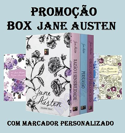 Box Jane Austen + 2 Marcadores Personalizados com sua imagem e seu nome