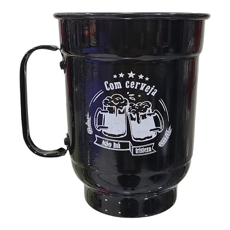 CANECA CHOPP EM ALUMÍNIO  " COM CERVEJA " 750 ML