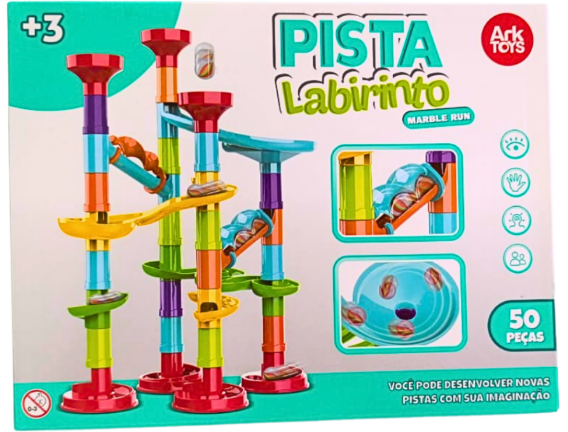 Pista de Bolinhas de Gude - Labirinto Montável 100 Peças | Brinquedo Educativo