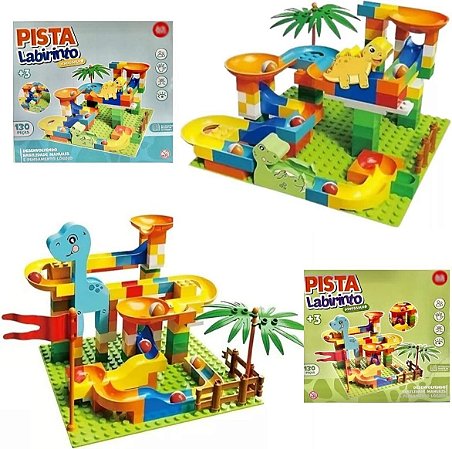 Pista Labirinto Dinossauro 130 Peças – Brinquedo Educativo de Montar