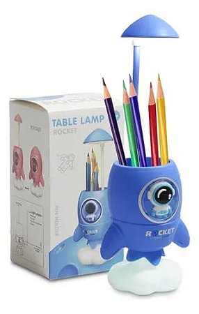 Luminária LED Articulável com Organizador - tema foguete
