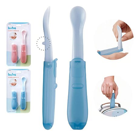 2 Colheres Dobráveis Portáteis Para Bebê Com Apoio Buba