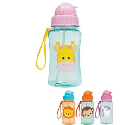Garrafa Infantil Buba Animal Fun 350 Ml C/ Canudo