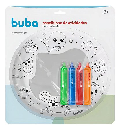 Espelho Atividades Hora Do Banho Colorir Giz Cera Bebê Buba