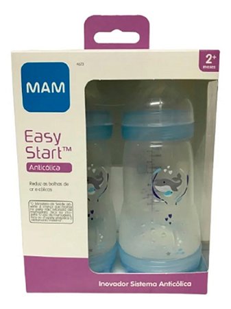 Kit Mamadeiras Mam Easy Start 260ml Azul Auto Esterilizável Azul Animais