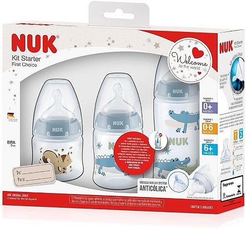 NUK Kit Mamadeira Starter Fc 90 Ml S1/ 150 Ml S1/ 300 Ml- versão masculina e feminina