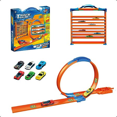 Pista Com Lançador E Maleta Porta Carrinhos