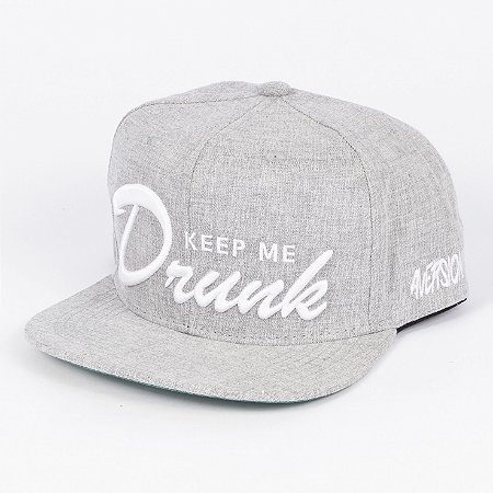 Boné Aversion Snapback Aba Reta Cinza Mescla - Model Drunk