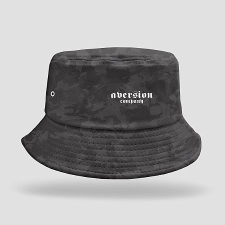 Chapéu Bucket Hat Aversion Camuflado Preto/Cinza