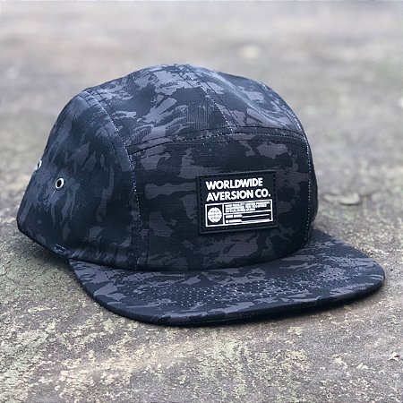 Boné Aversion Five Panel Aba Reta Camuflado Preto/Cinza - Model Worldwide