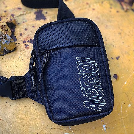 Bolsa Lateral Mini Waist Shoulder Bag Pochete Aversion Preta Unissex