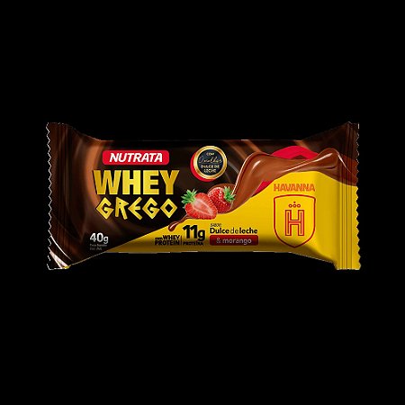 WHEY GREGO BAR SABOR DULCE DE LECHE E MORANGO HAVANNA  40G - NUTRATA