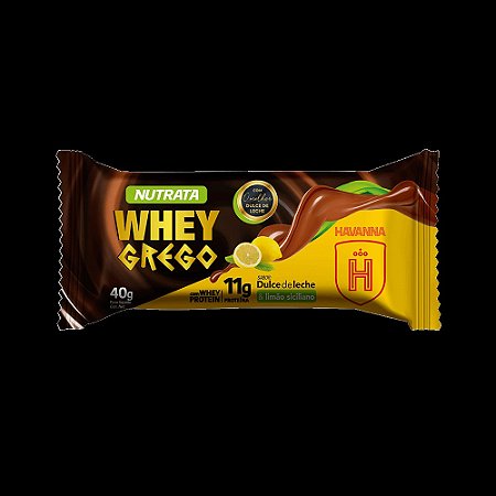 WHEY GREGO BAR SABOR DULCE DE LECHE E LIMÃO SICILIANO HAVANNA  40G - NUTRATA