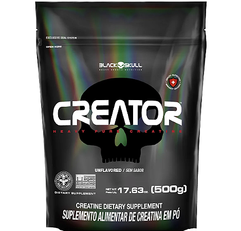 Creator - Creatina Monohidratada - 500g - Refil - Black Skull