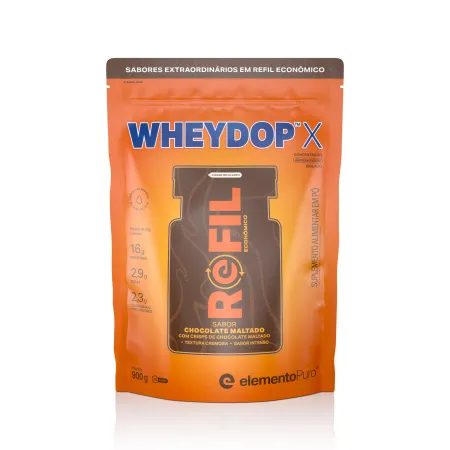 Wheydop x - Chocolate Maltado - 900g Refil - Elemento Puro