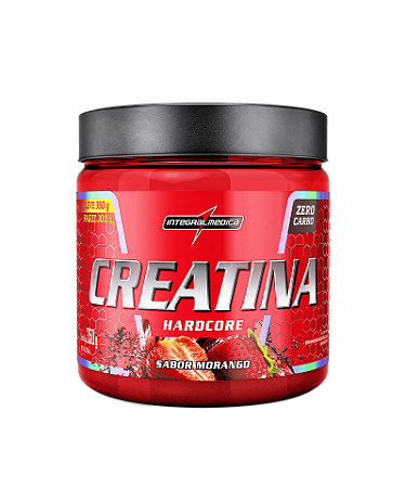Creatina 350g Hardcore Sabor Morango