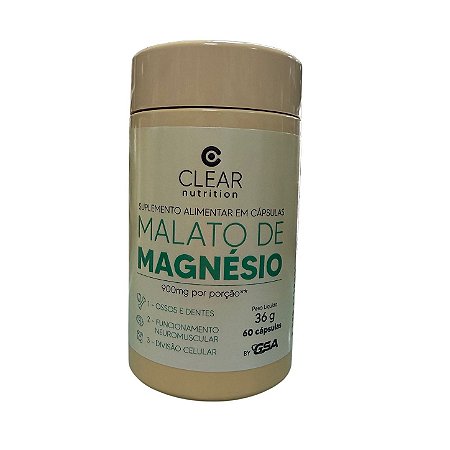 Malato de Magnésio Clear Nutrition – 60 Cápsulas
