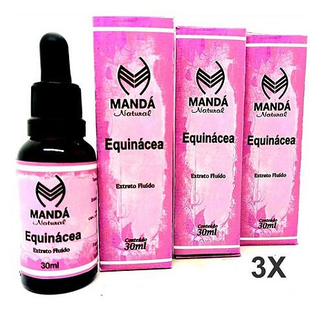 Kit 3 Extratos Puro Equinácea 30ml Infecções Ansiedade Gripe