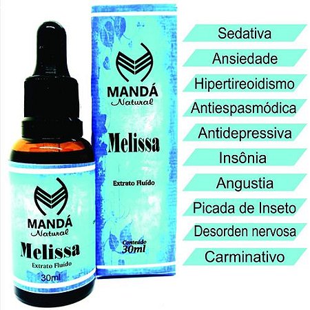 Extrato Fluído De Melissa 30ml Cólicas Abdominais Ansiedade