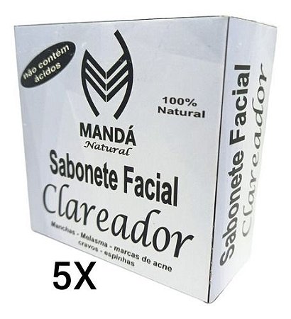 Kit 5 Sabonetes Facial Clareador Manchas Melasma Marcas Acne