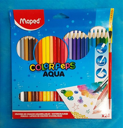 Lápis de cor aquarelável 24 cores - Color'Peps Aqua - Maped