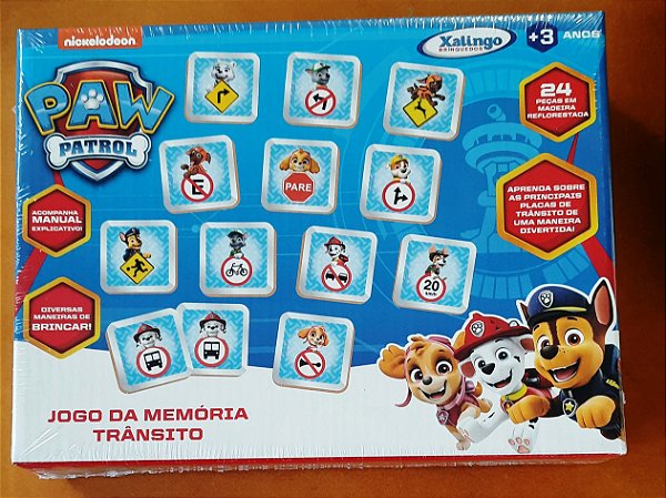 Jogo da Memória - Paw Patrol - Trânsito - 24 peças em madeira reflorestada - + 3 anos - Xalingo