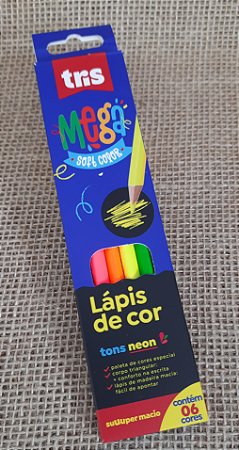Lápis de cor tons neon - Mega Soft Color - 6 cores - Tris