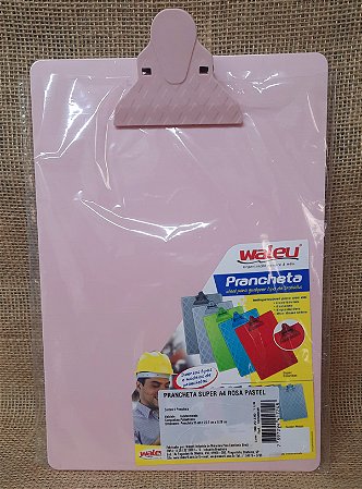 Prancheta Super A4 Rosa Pastel - 35cmx23,9cmx 0,28cm - Poliestireno - WALEU