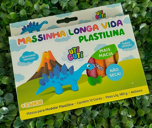 Massa de modelar longa vida com 12 cores - Plastilina - Utiguti