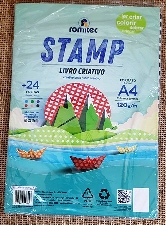 Stamp - Livro criativo - A4 - 24 folhas - 4 estampas - 120g/m2 - Romitec