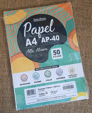 Papel de desenho A4 - 120g/m2 - 50 folhas - Pauta Branca