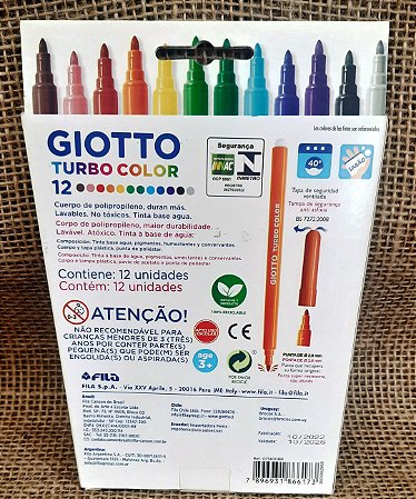 Caneta hidrocor com 12 cores Turbo Color - Giotto
