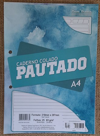 Refil para fichário universitário - 25 folhas - Pauta Branca